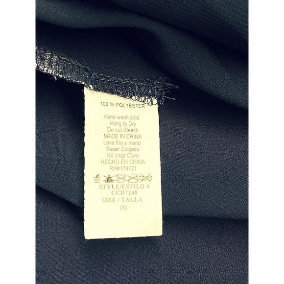 New Carole Christian Navy Lined Maxi Dress Spaghetti Strap Embroidered Dot Small - Picture 5 of 6